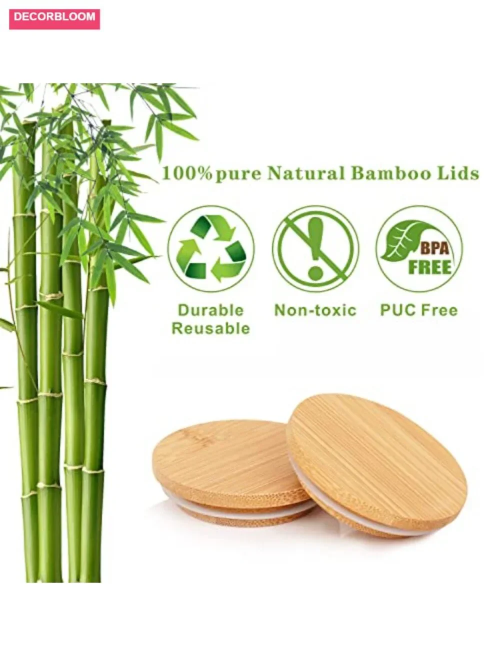 8 Pack Oui Yogurt Jar Bamboo Lids with Silicone Sealing Rings Airtight Storage